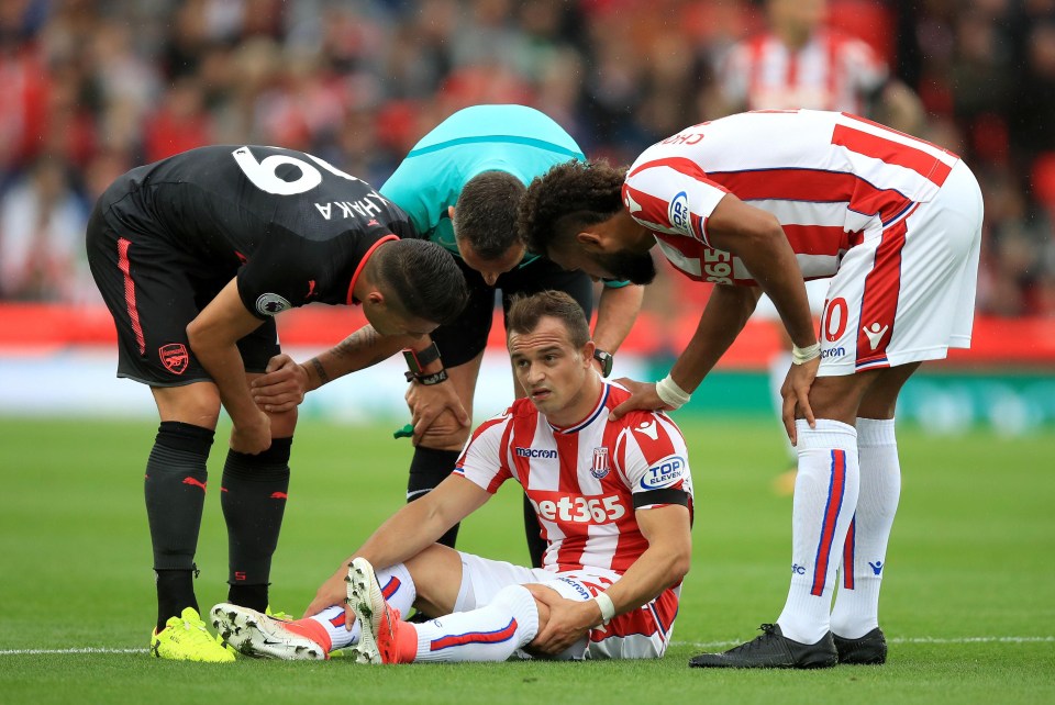 Xherdan Shaqiri was forced off early on with an injury