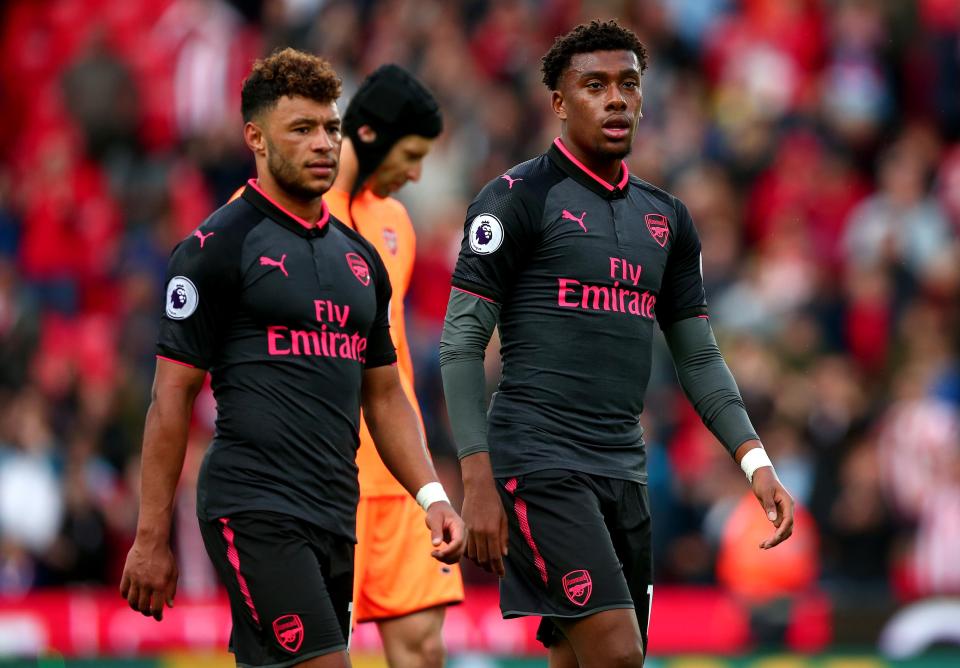 Alex Oxlade-Chamberlain, pictured with Iwobi, could be on his way out of the Emirates