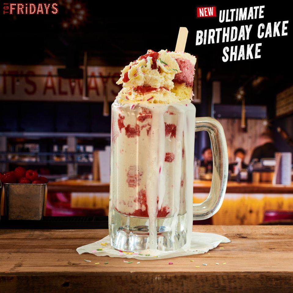  TGI Fridays if offering the ultimate birthday cake shake  for anyone picking up their GCSE results