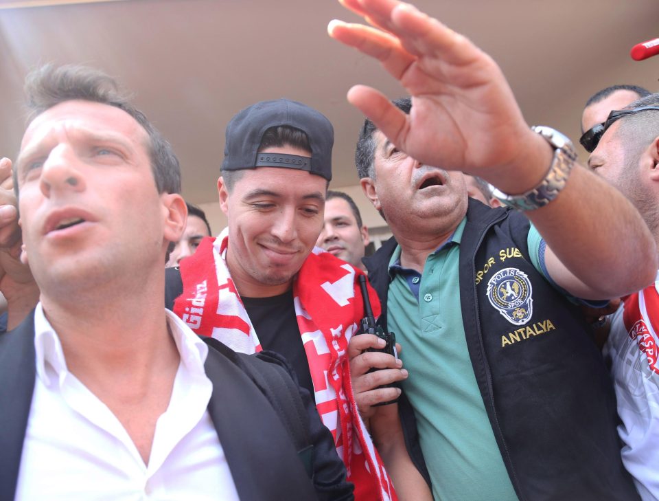  Samir Nasri was mobbed when he was announced as Antalyaspor's next big-money signing