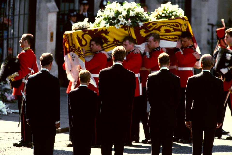  The princes walking behind Diana's coffin and they later said it was one of the hardest things they have ever done