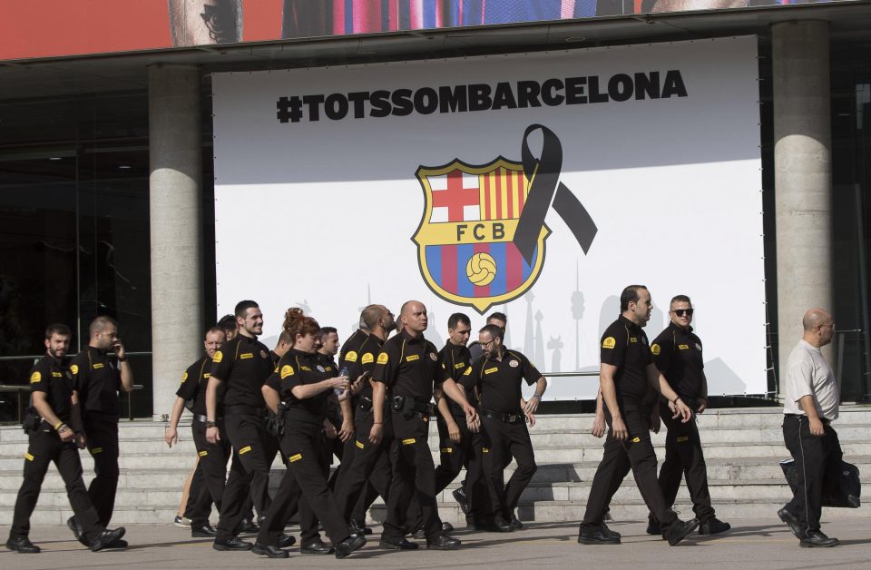 There was a strong police presence for Sundays game at the Nou Camp