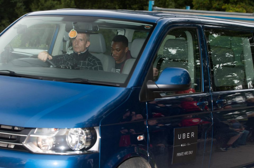 Frontman Anthony Martial turns up for Man Utd training in an Uber taxi