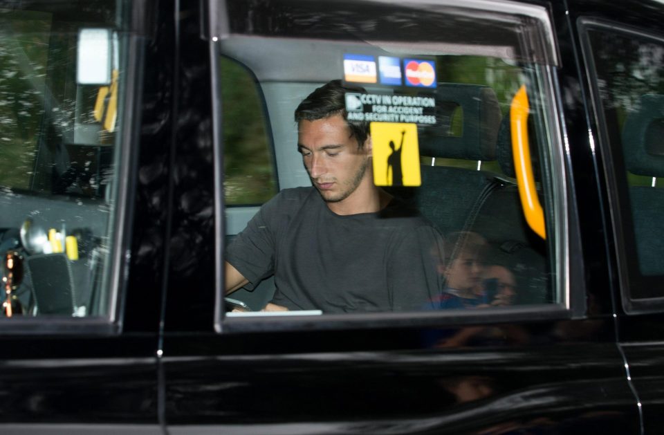 Matteo Darmian also shows he has no need to show off his wealth as he arrives at Old Trafford in a taxi