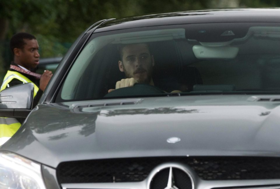 David de Gea drives his Mercedes in for training at Carrington