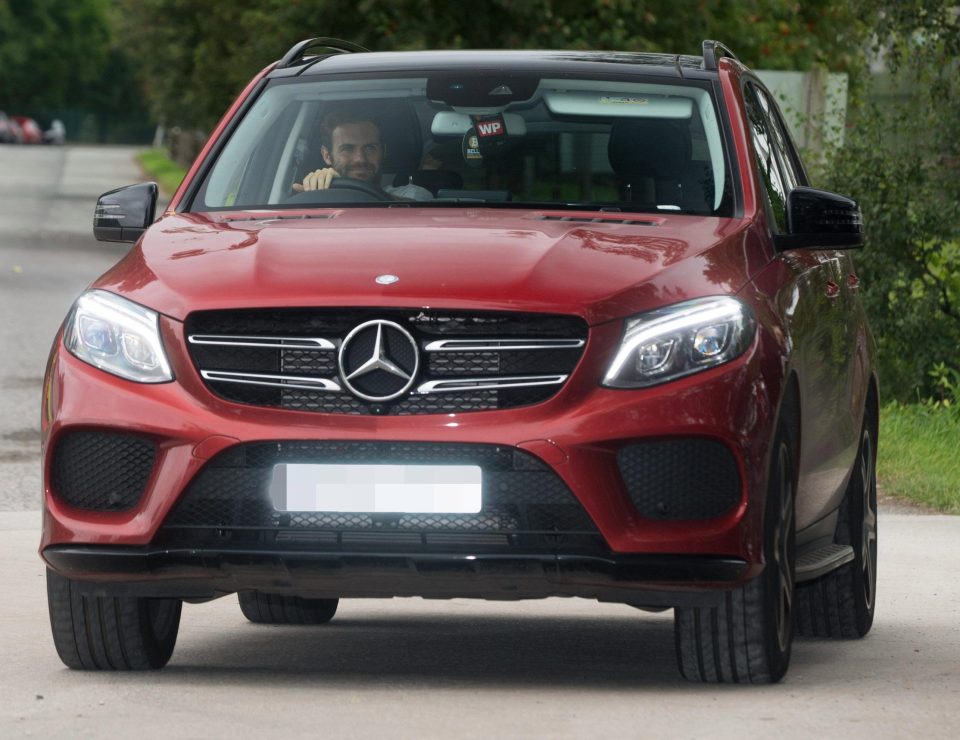 Juan Mata also arrived in a big Mercedes as table-topping United prepared for training at Carrington