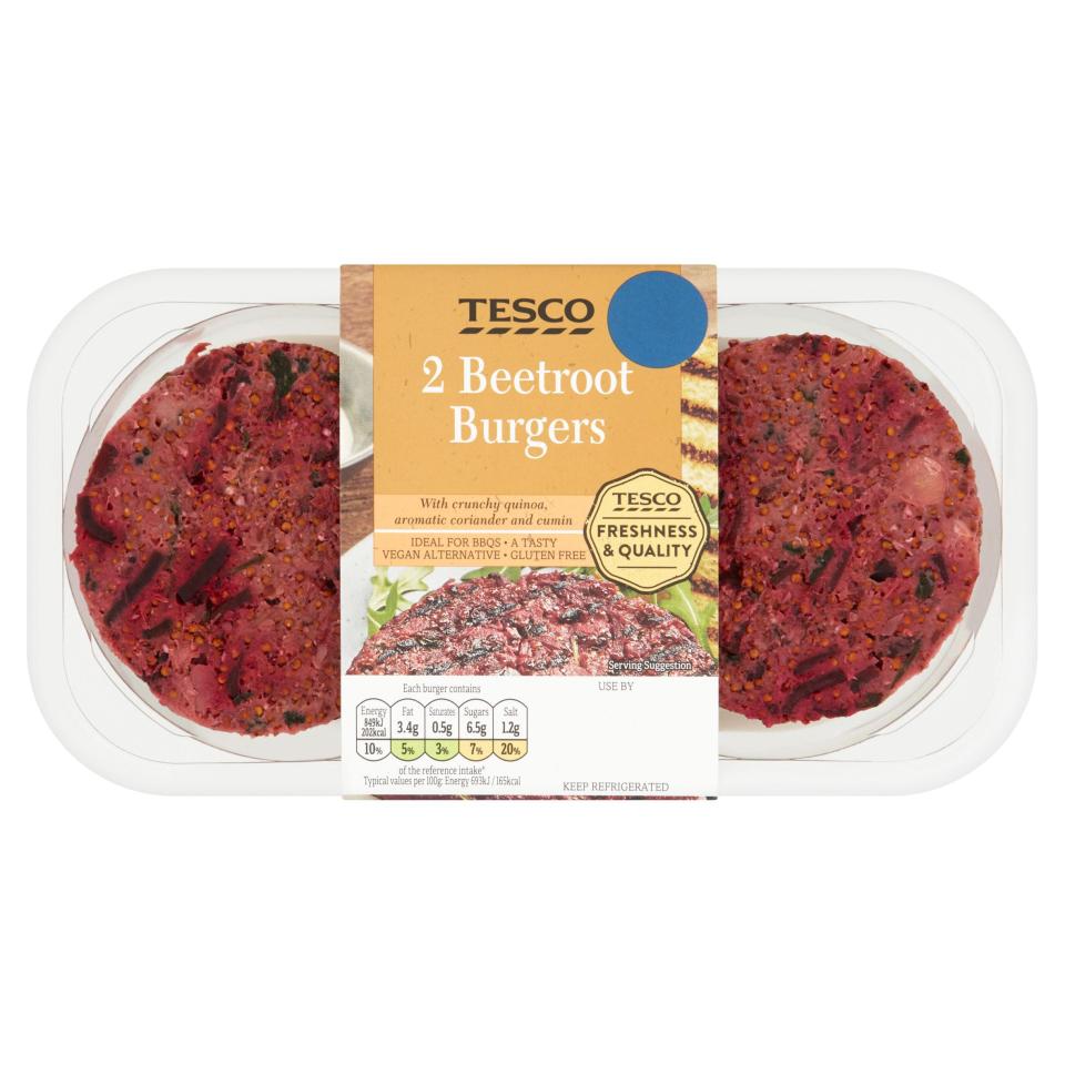 These two Beetroot Burgers or two Mushroom Burgers are £2.25 from Tesco