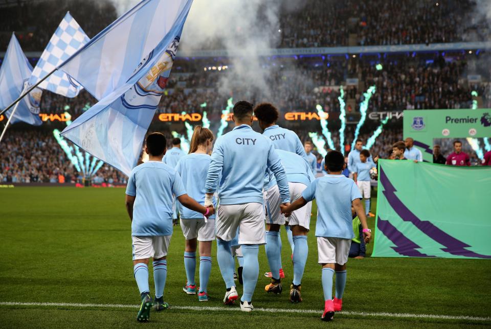  Fireworks were set off ahead of kick-off at the Etihad