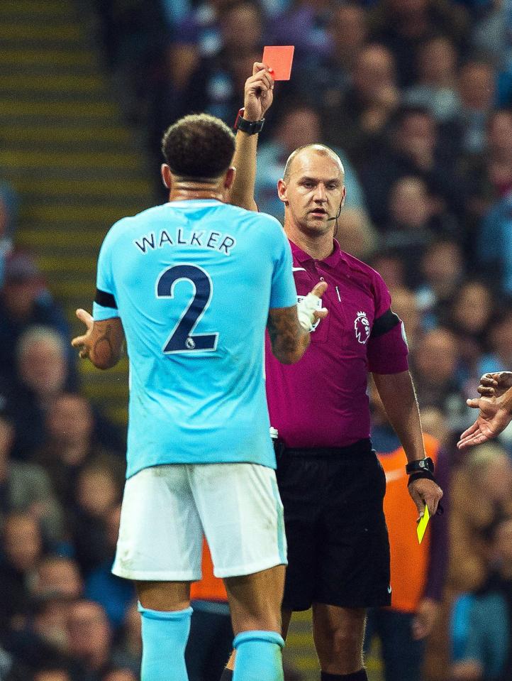 Walker endured a rtough night on Monday after being sent off against Everton