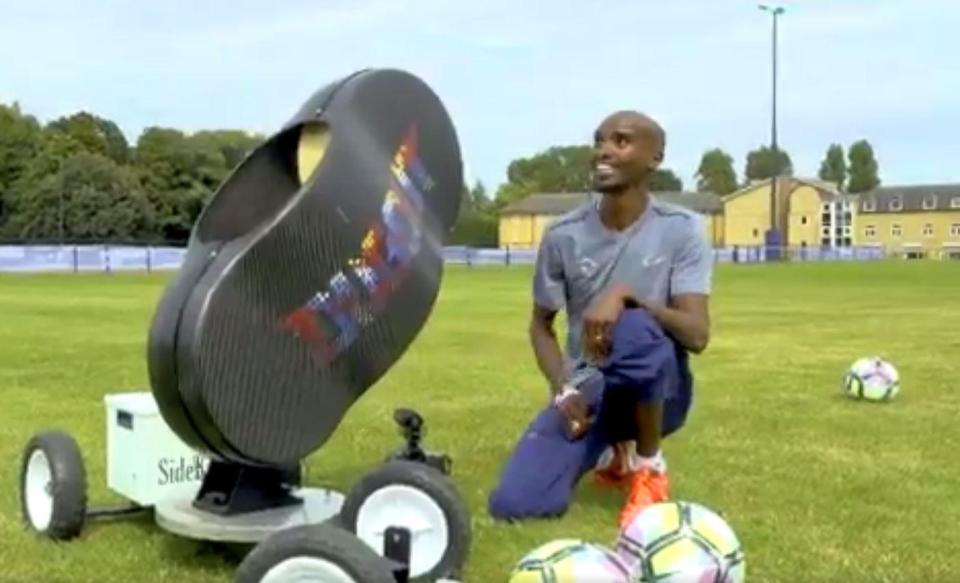 Mo Farah took part in Dugout's "Touch Challenge on Tuesday morning"