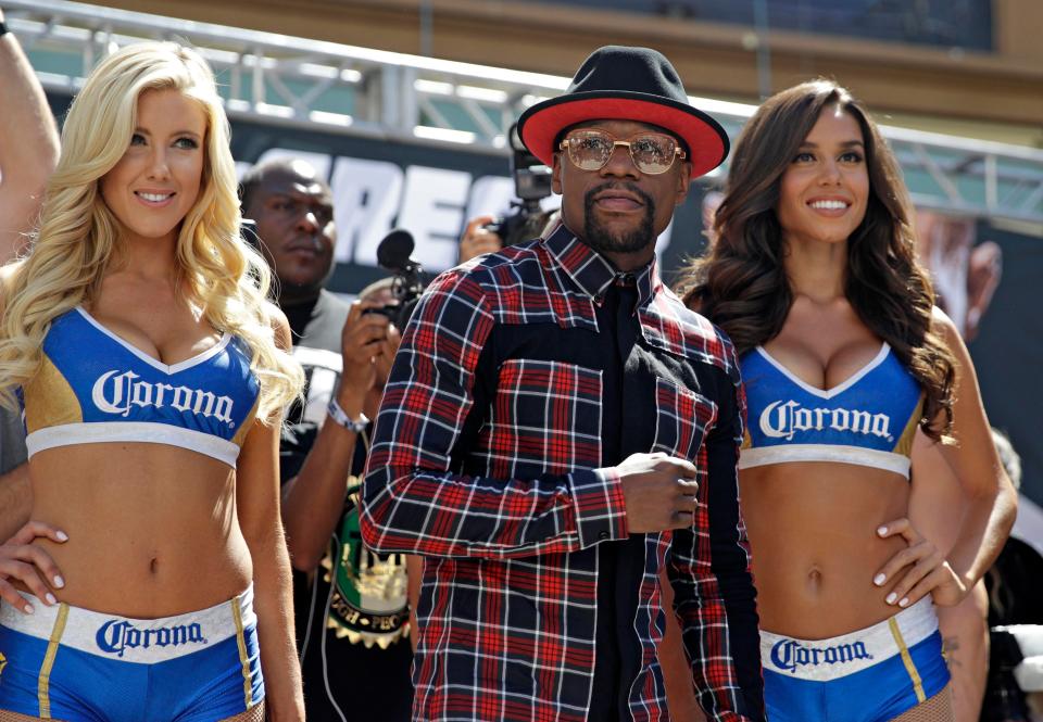 Floyd Mayweather on stage at the grand arrival on Tuesday