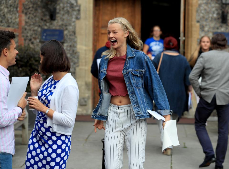  Another pupil at Brighton College shows her joy at getting her GCSE results