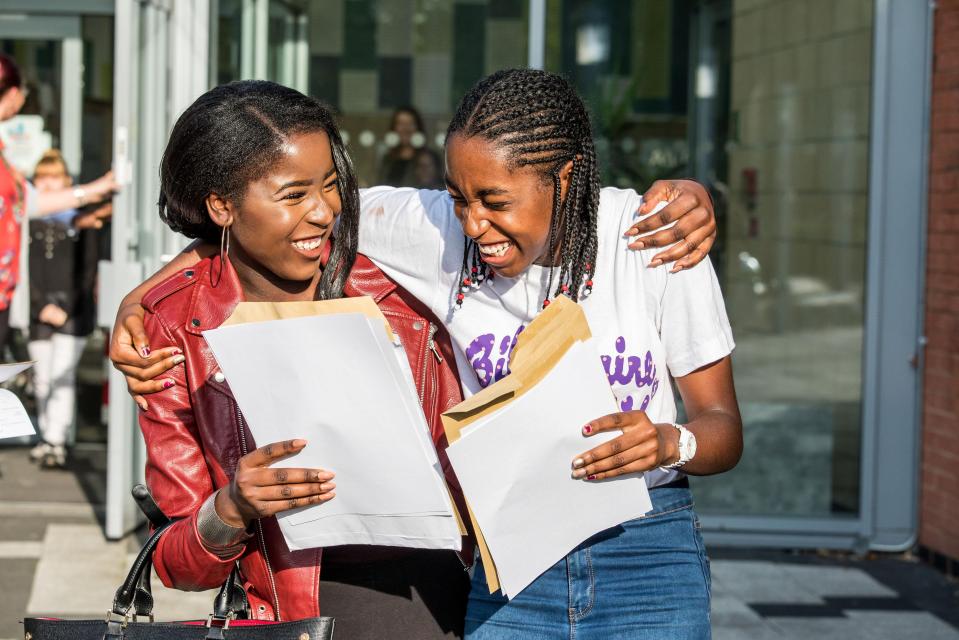  Students find out their GCSE results at Harris School in Crystal Palace, London