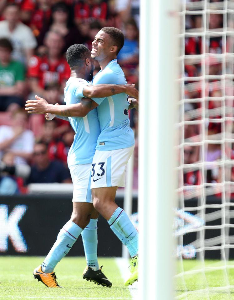 Gabriel Jesus celebrates after levelling the score against Bournemouth