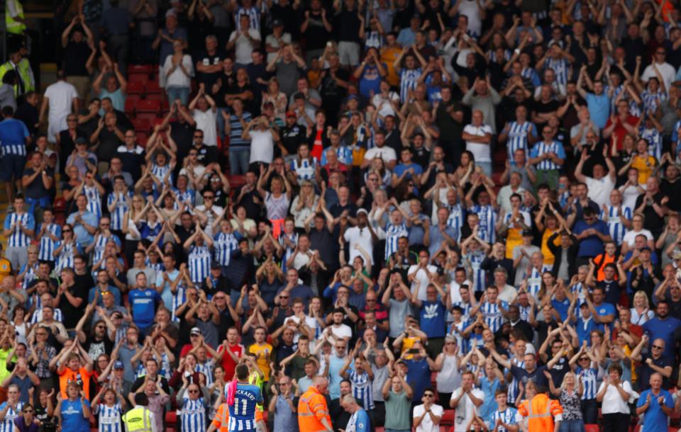  Brighton's Anthony Knockaert applauds fans after the match