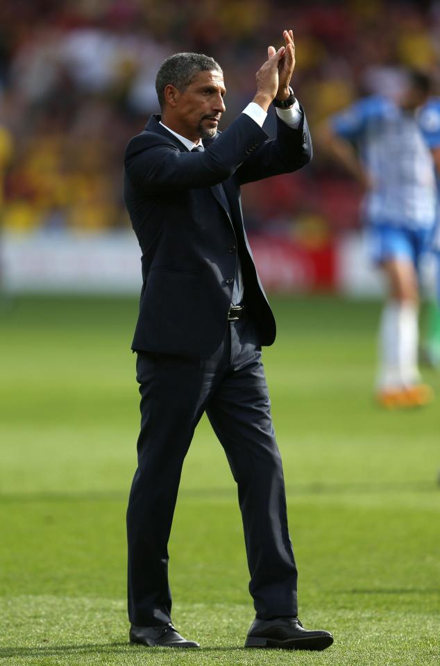  Chris Hughton reacts after the final whistle