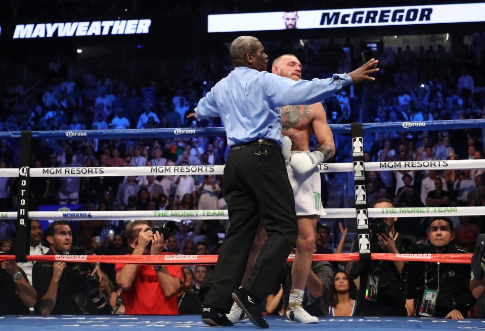 Conor McGregor was stopped in the 10th round by referee Robert Byrd