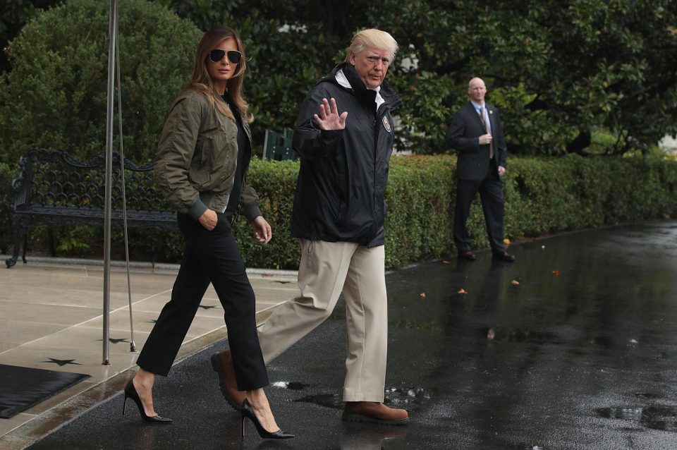  Melania was seen dressed in sky-high heels and Aviator glasses