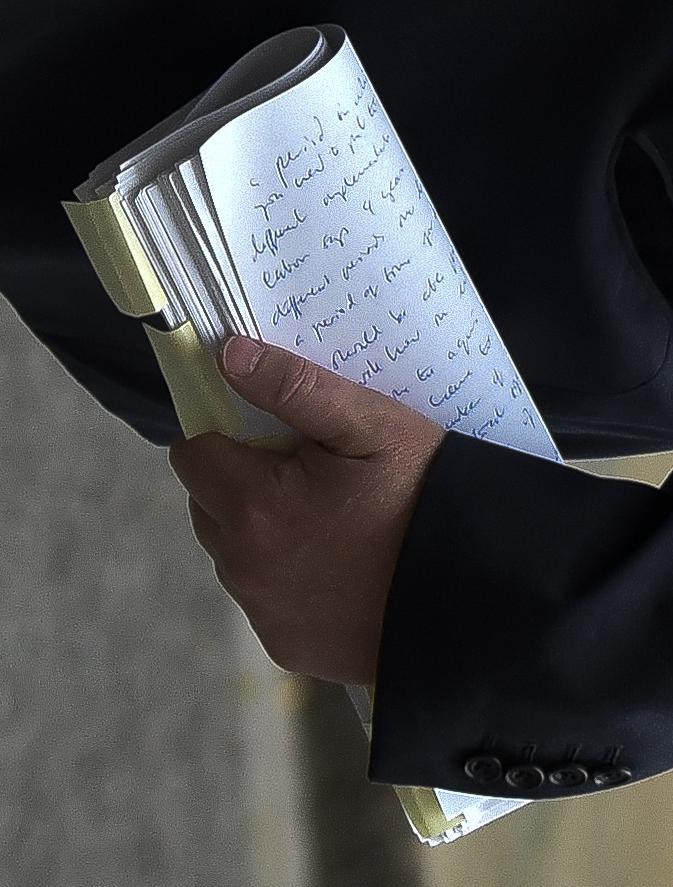  Boris Johnson's notes, thought to be about Brexit, were exposed as he left a meeting this afternoon