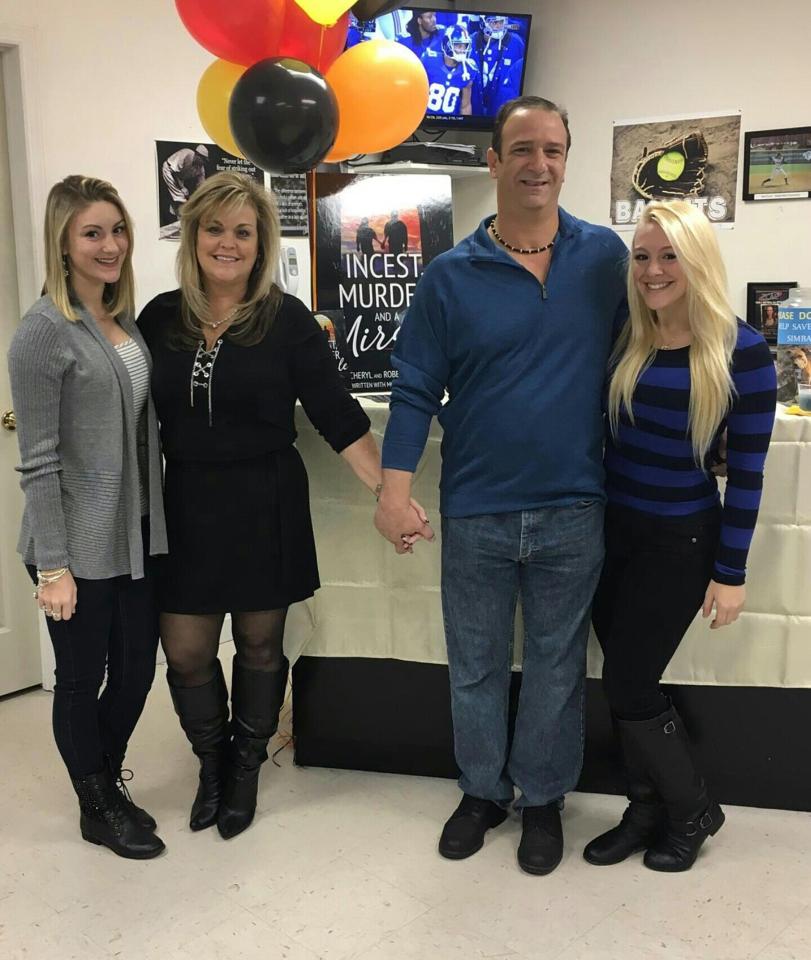  Cheryl and Rob with their two daughters Casey and Sam celebrating the launch of Cheryl's memoir