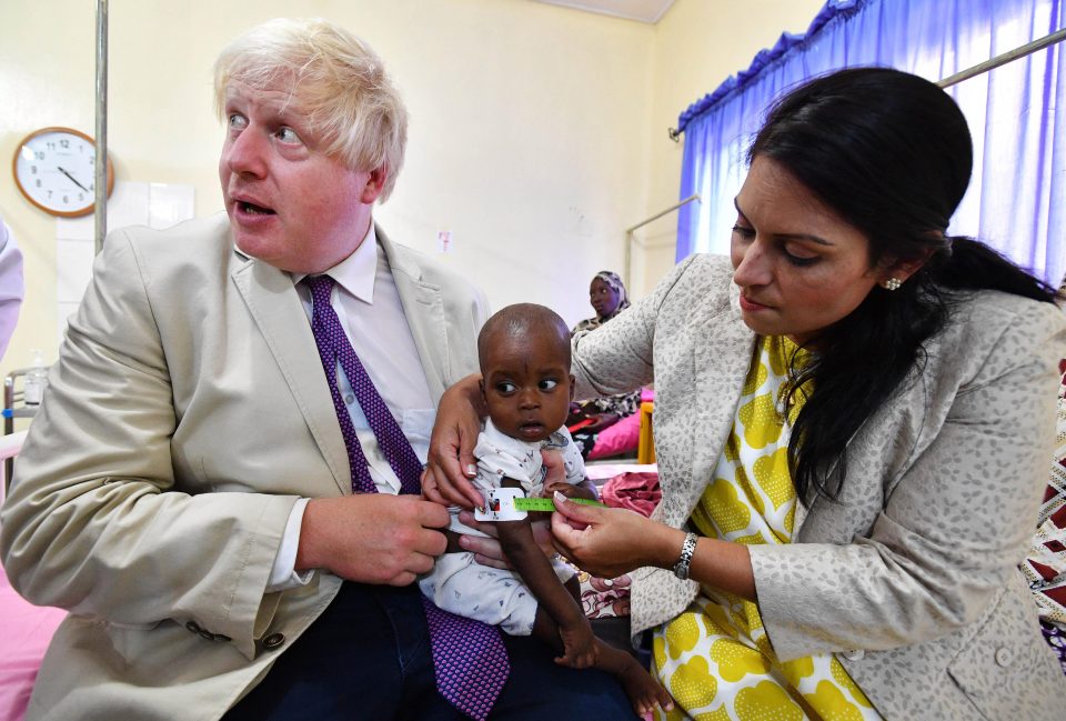  The two politicians tested a 21 month old baby for malnutrition at a teaching hospital yesterday