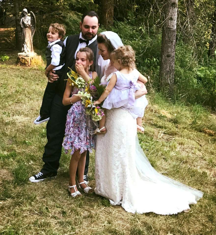  Angel celebrated her recovery by marrying her childhood sweetheart Aaron in July. Pictured on their wedding day with children, Gianna, Vinnie and Rosalie