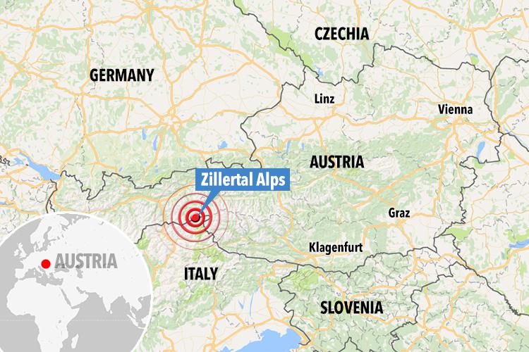  The location of the Zillertal Alps in Austria where one person out of six survived the accident