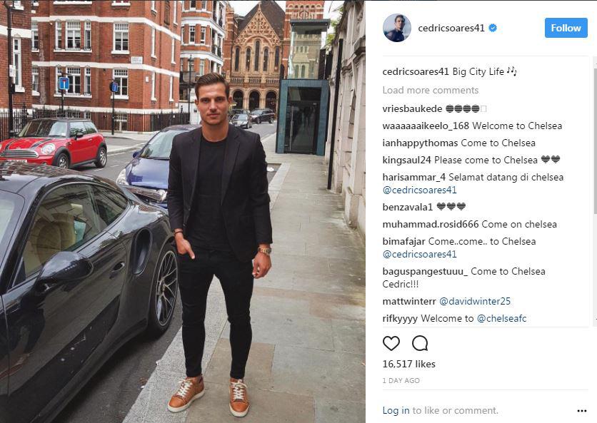 Cedric Soares posted a pic of himself west London as speculation of a move to Chelsea grows