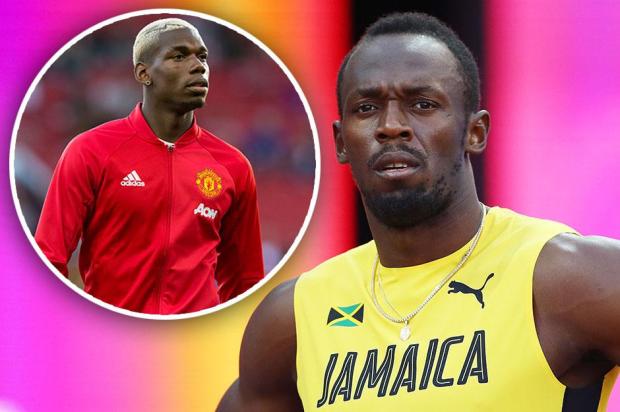 Usain Bolt has the support of Paul Pogba behind him