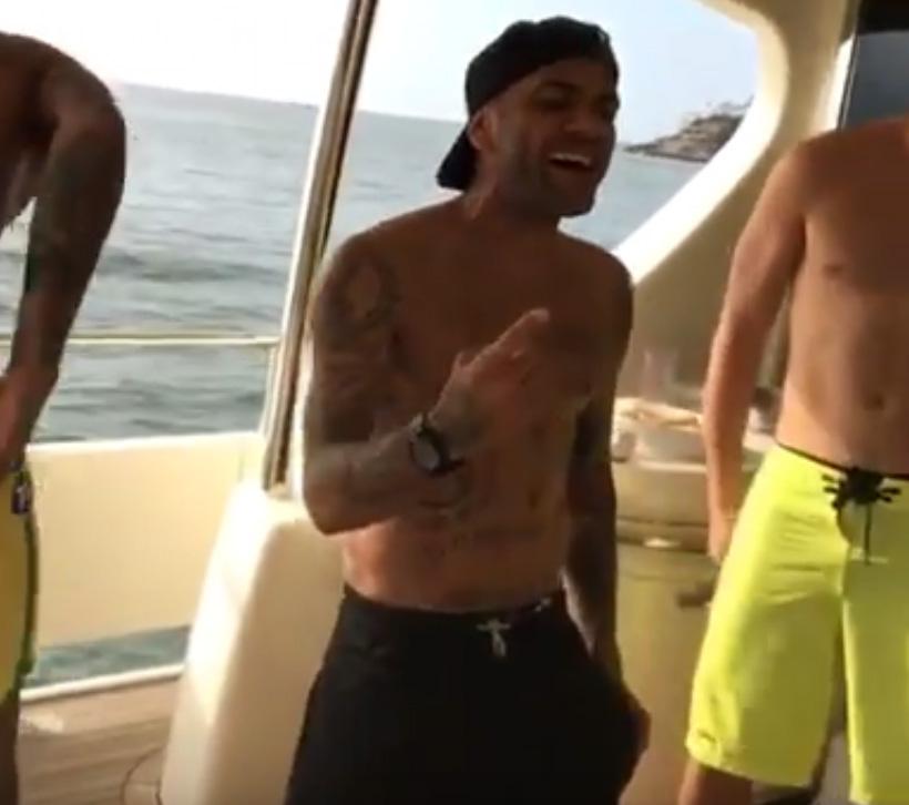  Dani Alves was getting in the swing of things ahead of Brazil's World Cup qualifiers