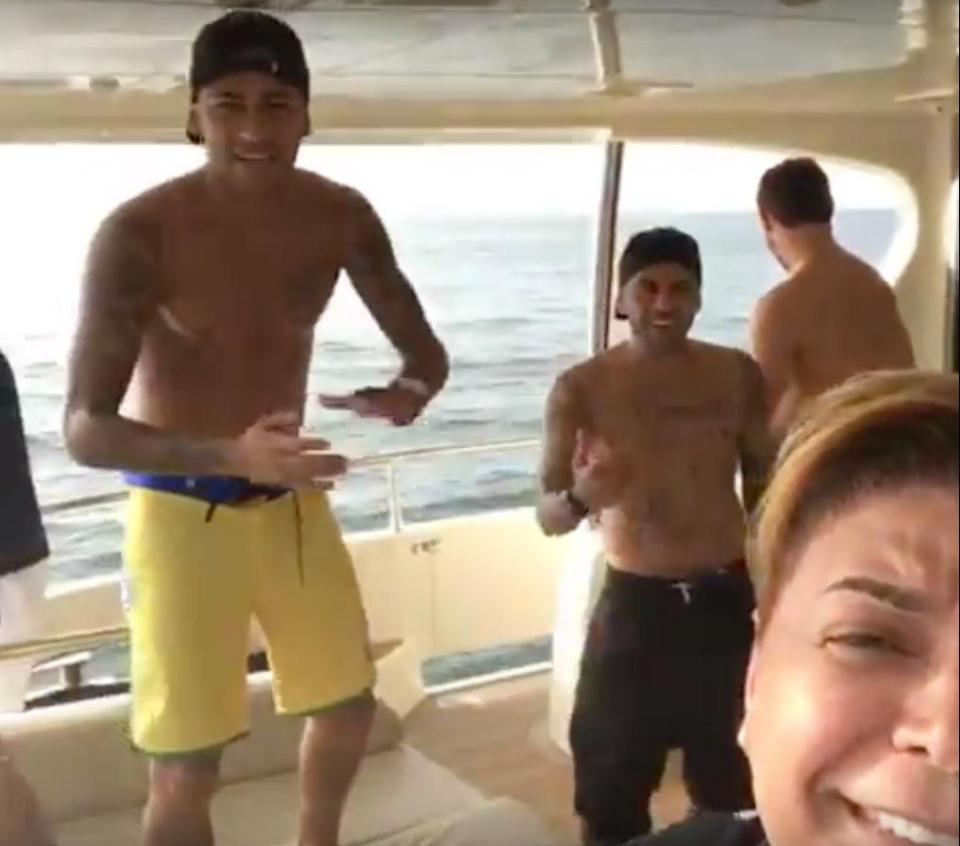  Neymar and his club team-mates were in high spirits during the international break