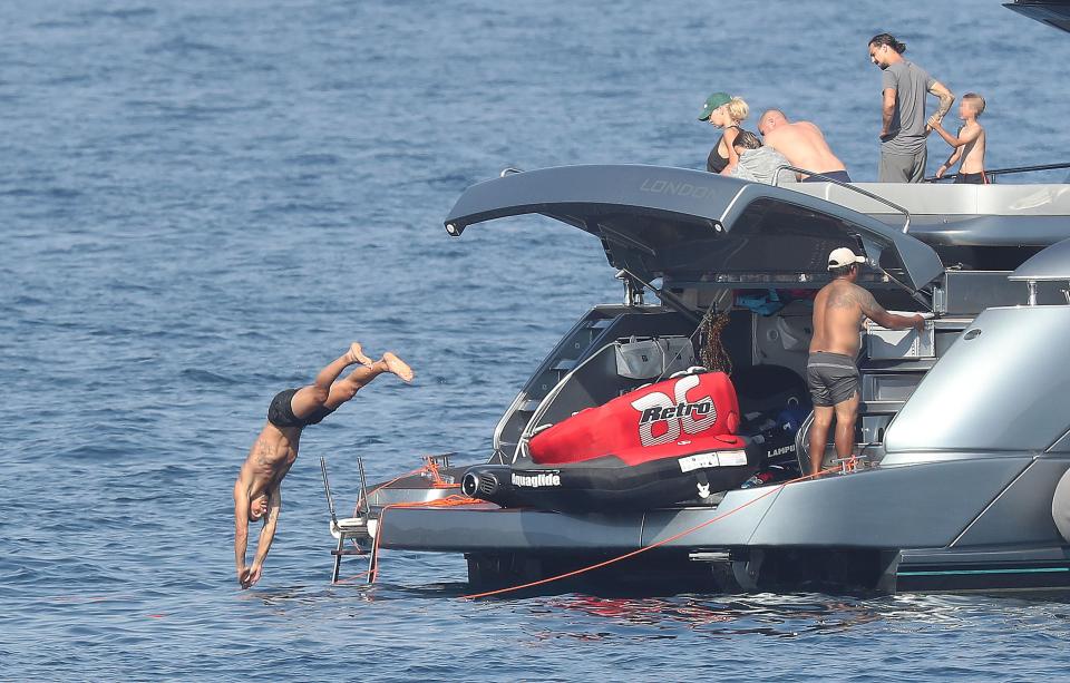  It looks like Zlatan is diving into the sea from his boat but who is watching him?