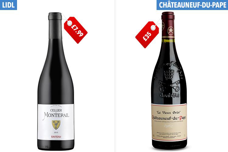  Lidl's Céllier de Montérail Rasteau for just £7.99 vs the classic Châteauneuf-du-Pape made in the same Southern Rhône region but that sells for a much higher cost