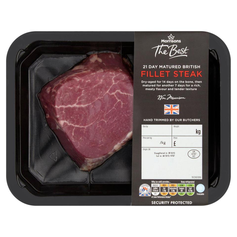 Morrison's 'The Best 21 Day Matured Fillet Steak' has been voted the best in the UK