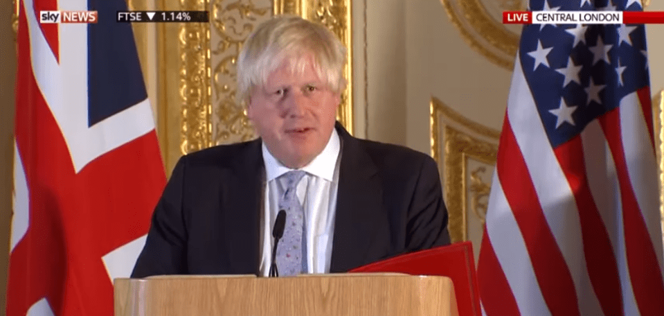  Boris Johnson praised the US for helping to put pressure on North Korea