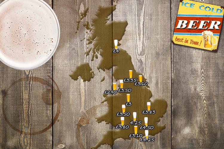  Price of a pint around the country