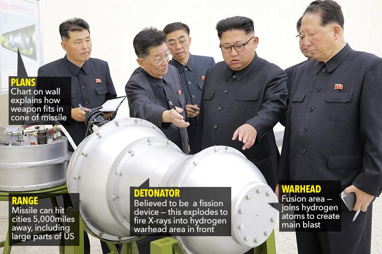  Pyongyang released pictures of North Korean leader Kim Jong-un with what state media said was a new type of hydrogen bomb