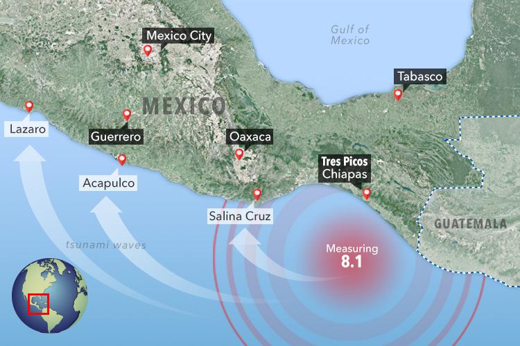 The magnitude 8.1 quake struck near Tres Picos