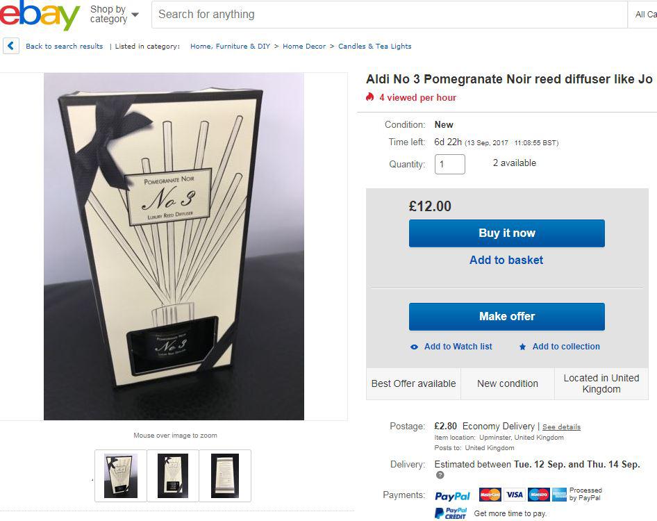  Some eBay sellers have been trying to cash in on the popularity of Aldi's Jo Malone copycat products