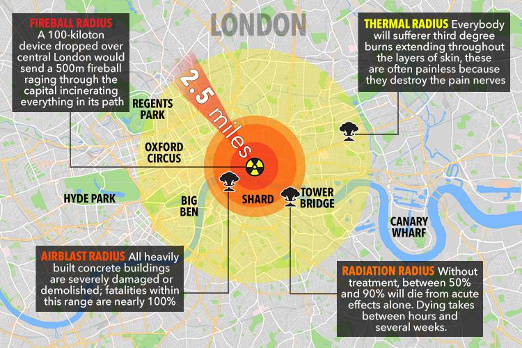  Kim's new H-bomb would devastate swathes of central London killing 130,000