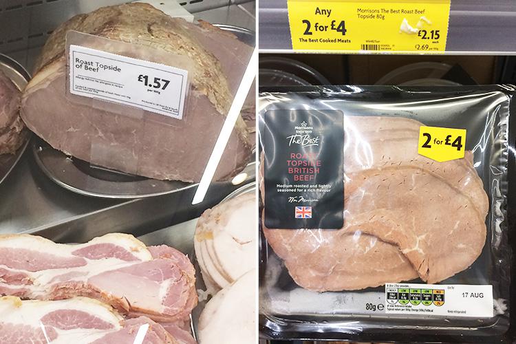  Similar slices of beef were found to be cheaper over the counter at Morrisons