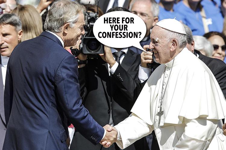  Tony Blair met Pope Francis yesterday in Italy