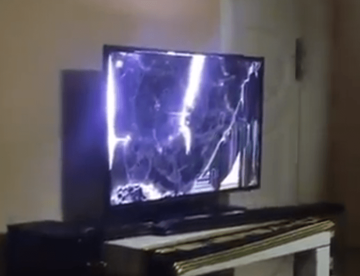  The TV was utterly unwatchable after the frustrated fan was finished