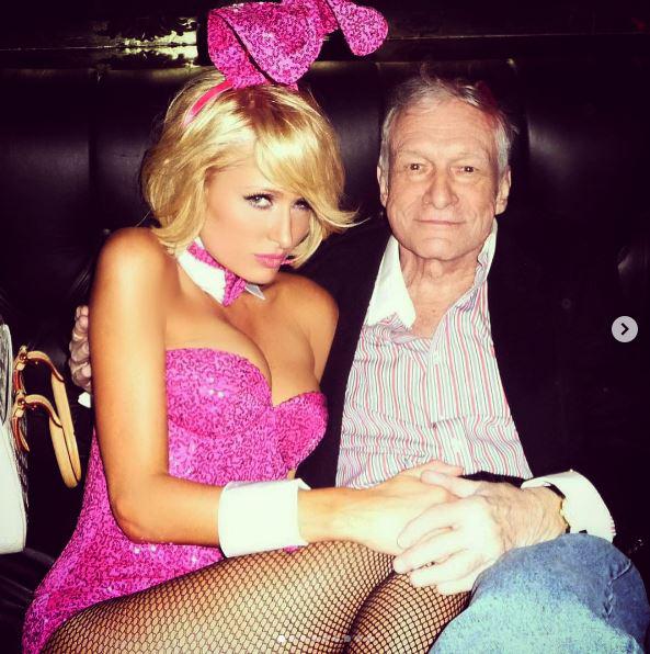  Paris Hilton shared a picture of herself posing with Hugh Hefner