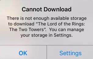 If you see this message, iOS has likely cleared out some caches in the iTunes app, freeing up storage on your device