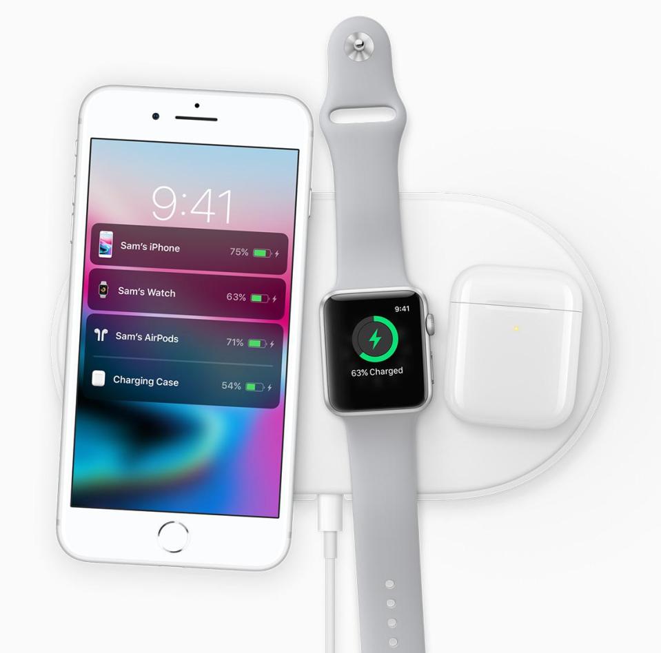  This shows Apple's new AirPower gadget, which will be released next year and can wirelessly charge a number of devices