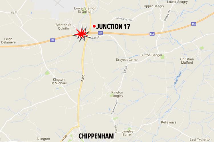  The crash took place on the M4 at junction 17 in Wiltshire