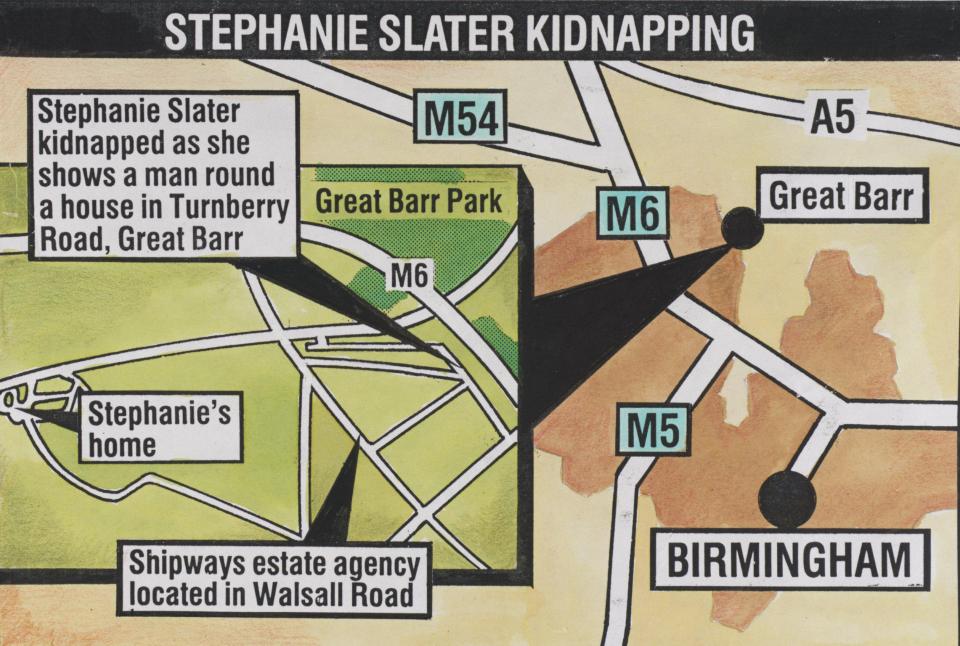  A map showing how Stephanie was snatched by Sams