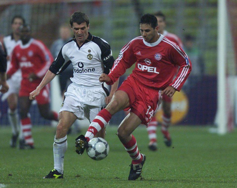  Pizarro in action for Bayern during a clash with Roy Keane's Man Utd