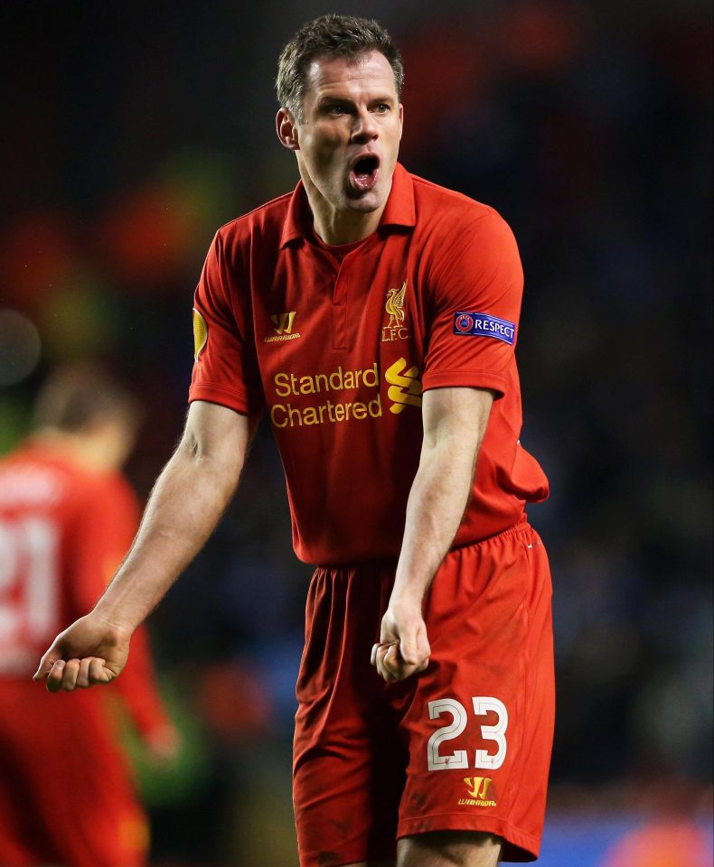  Jamie Carragher was a passionate player and his team-mates bore the brunt